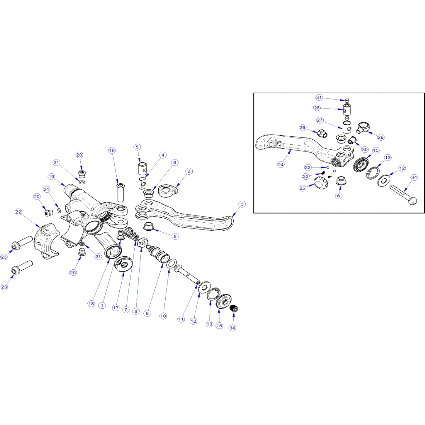 Cura Cura4 (Glossy black) Master cylinder clamp and screws FD40284-20