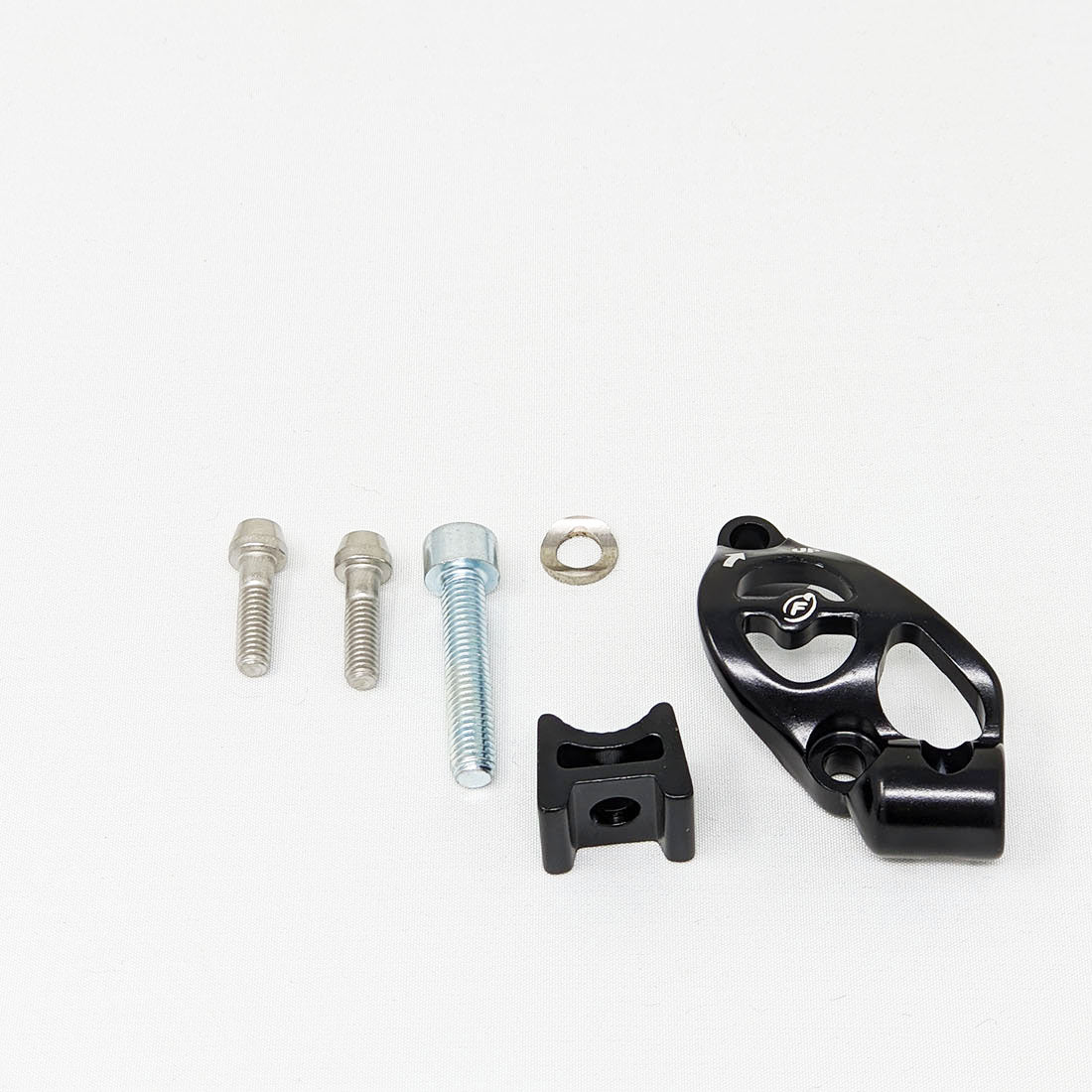 R1 Racing Right master cylinder glossy black clamp and screws (Sram MixMaster)